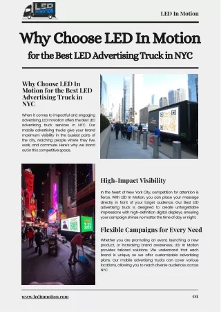 Why Choose LED In Motion for the Best LED Advertising Truck in NYC