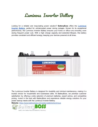 Luminous  Inverter Battery