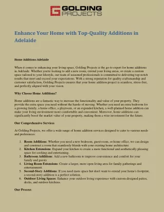 Enhance Your Home with Top-Quality Additions in Adelaide