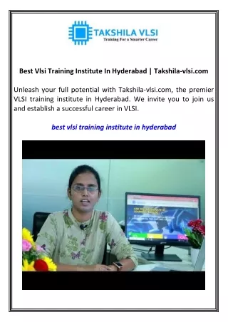 Best Vlsi Training Institute In Hyderabad Takshila-vlsi.com
