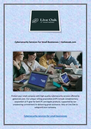 Cybersecurity Services For Small Businesses