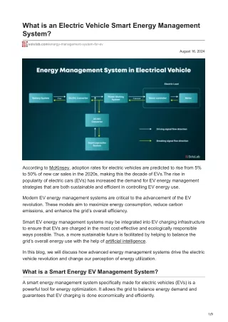 What is an Electric Vehicle Smart Energy Management System