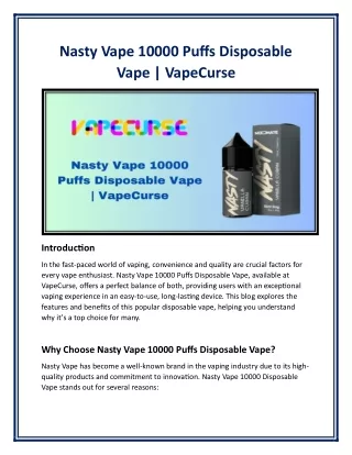 Nasty Vape 10000 Puffs Disposable Vape | VapeCurse