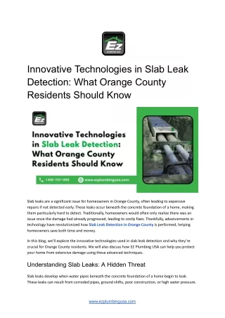 Innovative Technologies in Slab Leak Detection_ What Orange County Residents Should Know