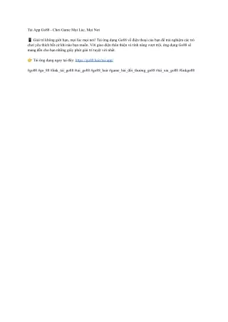 Tải App Go88 - Chơi Game Mọi Lúc, Mọi Nơi