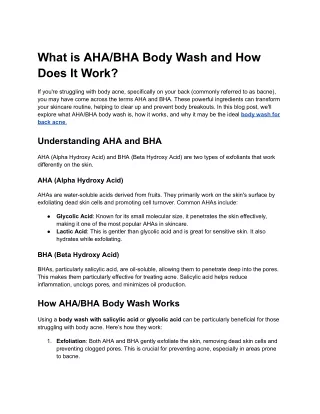 What is AHA/BHA Body Wash and How Does It Work?