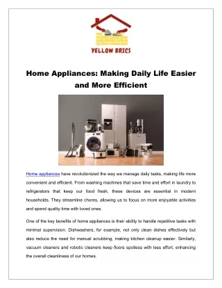 Home Appliances: Making Daily Life Easier and More Efficient