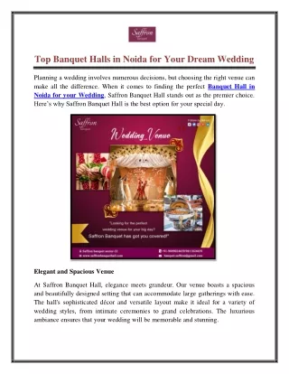 Top Banquet Halls in Noida for Your Dream Wedding