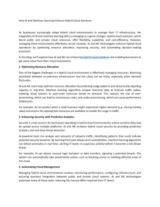 How AI and Machine Learning Enhance Hybrid Cloud Solutions