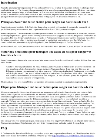 Comment fabriquer vous-même une caisse en bois pour ranger vos bouteilles de vin