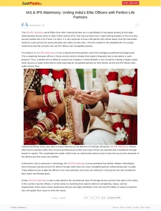 IAS & IPS Matrimony: Uniting India's Elite Officers with Perfect Life Partners
