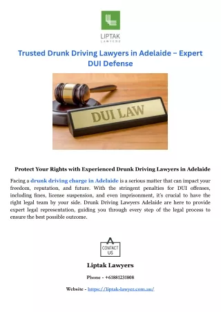 Trusted Drunk Driving Lawyers in Adelaide – Expert DUI Defense