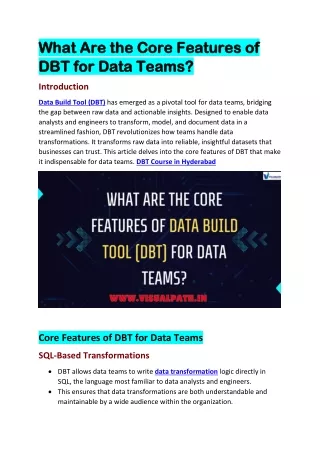 Data Build Tool (dbt) Online Training | DBT Online Training