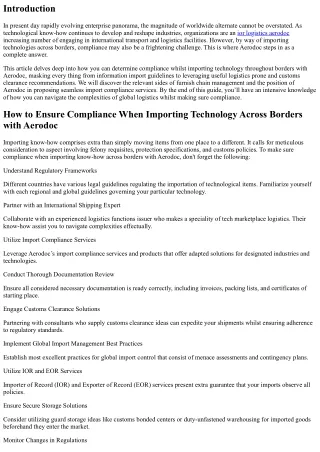 How to Ensure Compliance When Importing Technology Across Borders with Aerodoc