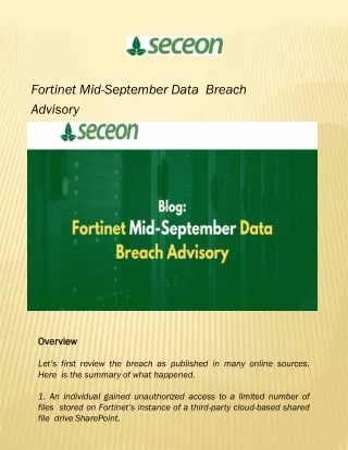 Fortinet Mid-September Data Breach Advisory