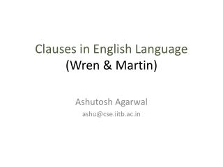 Clauses in English Language (Wren &amp; Martin)