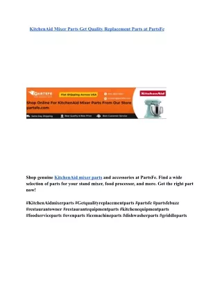 KitchenAid Mixer Parts Get Quality Replacement Parts at PartsFe