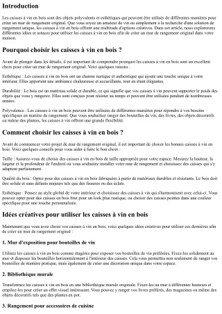 Comment utiliser les caisses à vin en bois pour créer un mur de rangement origin