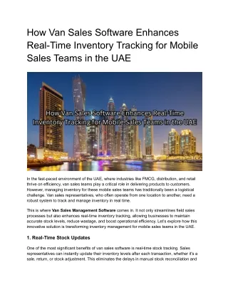 _Van Sales Management Software UAE