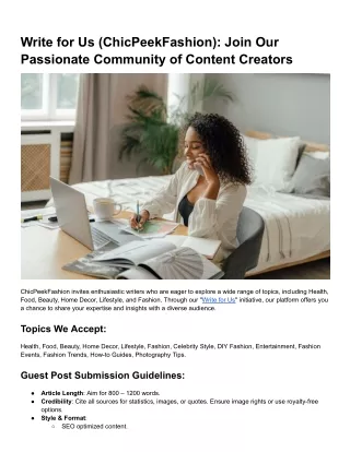 Write for Us (ChicPeekFashion)_ Join Our Passionate Community of Content Creators