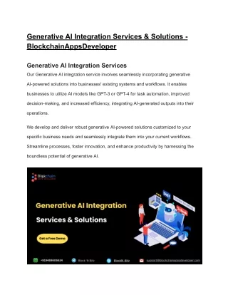Generative AI Integration Services & Solutions BlockchainAppsDeveloper