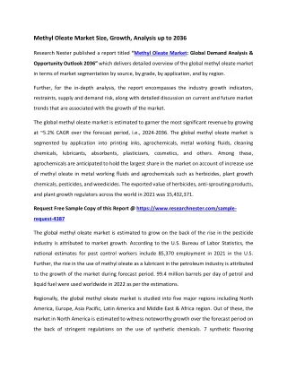 Methyl Oleate Market Growth 2036