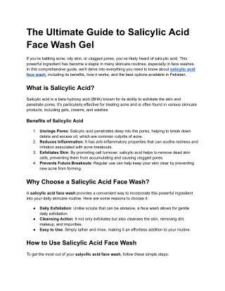 The Ultimate Guide to Salicylic Acid Face Wash Gel