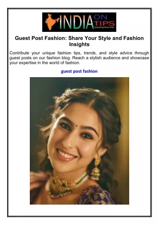 Guest Post Fashion Share Your Style and Fashion Insights