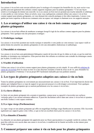 Comment utiliser une caisse à vin en bois comme support pour plantes grimpantes