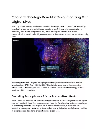 Mobile Technology Benefits_ Revolutionizing Our Digital Lives