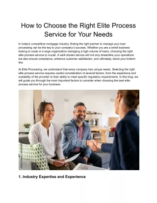How to Choose the Right Elite Process Service for Your Needs