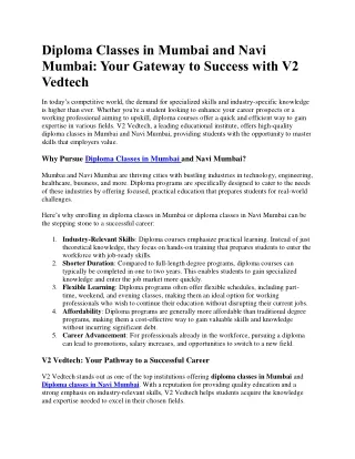 Diploma Classes in Mumbai and Navi Mumbai