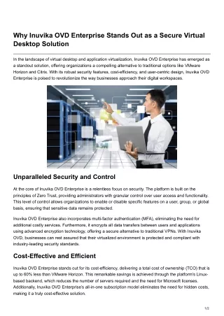 Why Inuvika OVD Enterprise Stands Out as a Secure Virtual DesktopSolution