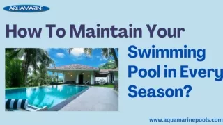 How TO Maintain Your Swimming Pool in Every Season