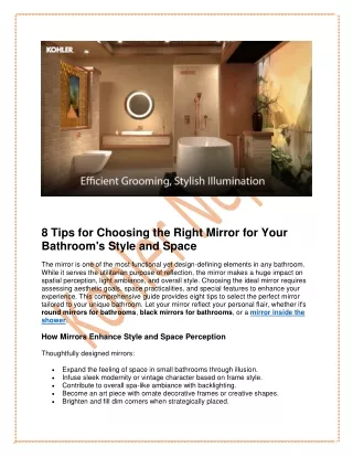 8 Tips for Choosing the Perfect Mirror for Your Bathroom Style - Kohler Nepal