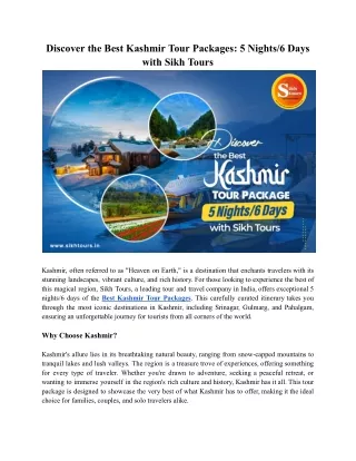 Plan Your Dream Vacation with the Best Kashmir Tour Packages