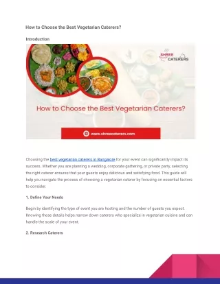 How to Choose the Best Vegetarian Caterers_