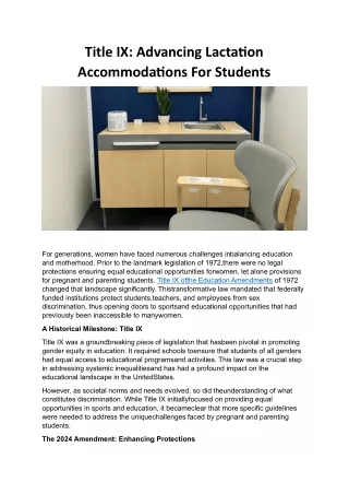 Title IX- Advancing Lactation Accommodations For Students