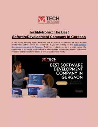 TechMetronix_ The Best SoftwareDevelopment Company in Gurgaon