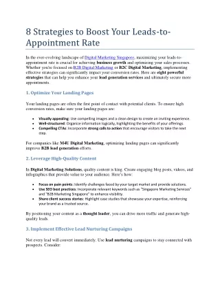 8 Strategies to Boost Your Leads to Appointment Rate
