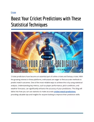 Boost Your Cricket Predictions with These Statistical Techniques