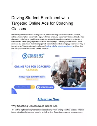 Driving Student Enrollment with Targeted Online Ads for Coaching Classes