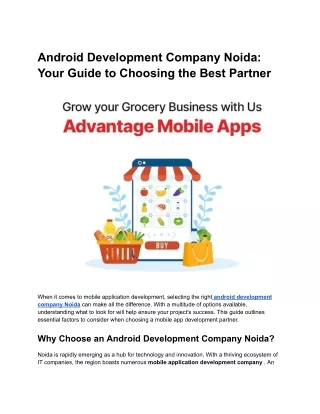 Android Development Company Noida: Your Guide to Choosing the Best Partner