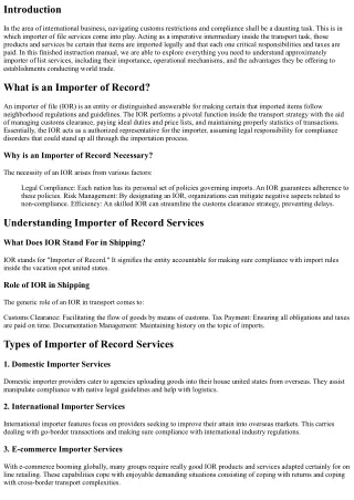 Understanding Importer of Record Services: A Comprehensive Guide