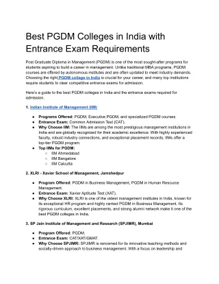 Best PGDM Colleges in India with Entrance Exam Requirements