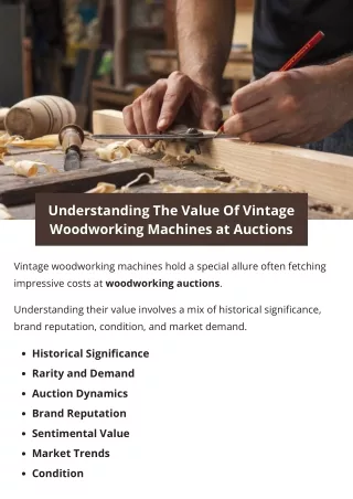 Understanding The Value Of Vintage Woodworking Machines at Auctions