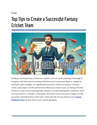 Top Tips to Create a Successful Fantasy Cricket Team