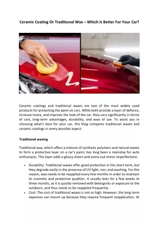 Ceramic Coating Or Traditional Wax – Which Is Better For Your Car