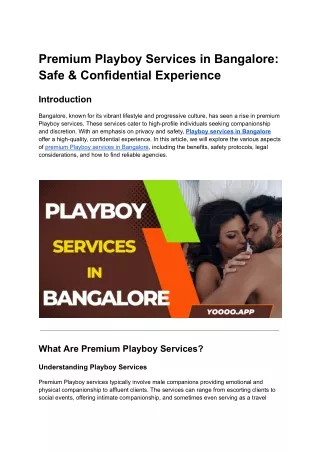 Premium Playboy Services in Bangalore_ Safe & Confidential Experience