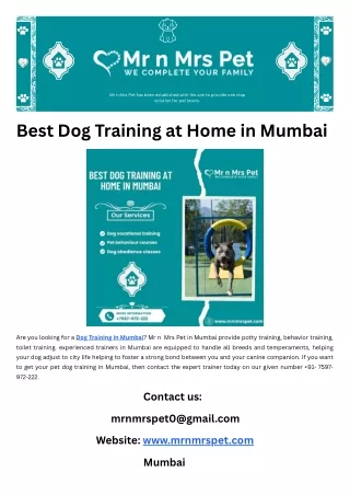 Best Dog Training at Home in Mumbai